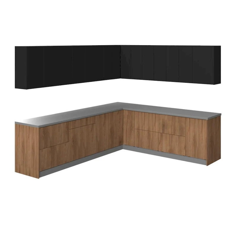 Kitchen Modern Collection Natural Teak & Black Color Base Size 10x8,5Ft Wide - 102x120