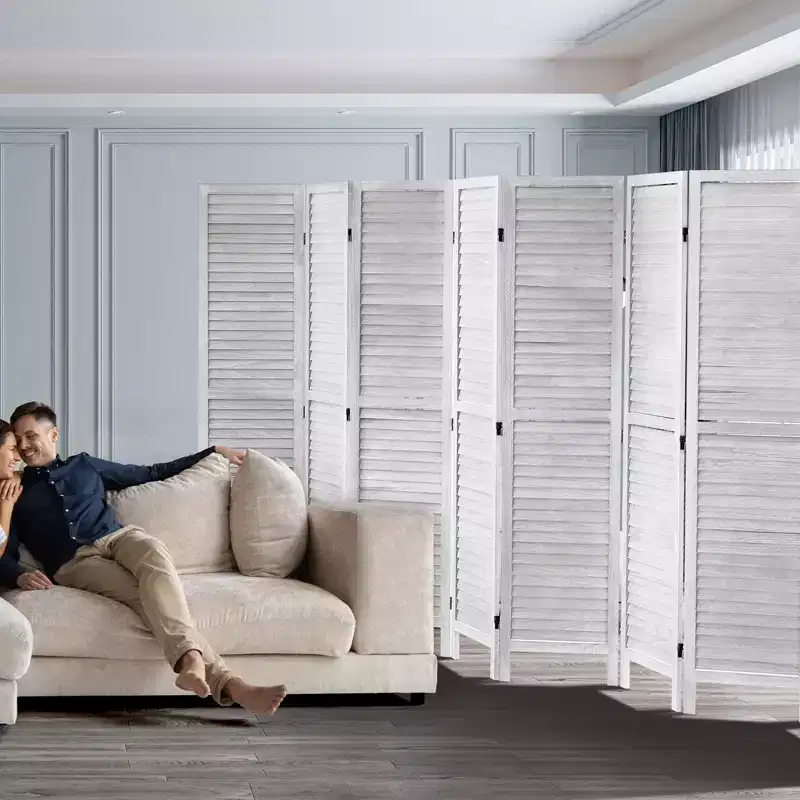 VEVOR Wood Room Divider, 8 Panel Wood Folding Privacy Screen, 66.9 Inches Tall Indoor Louvered Wooden Partition, Portable Decoration Screen
