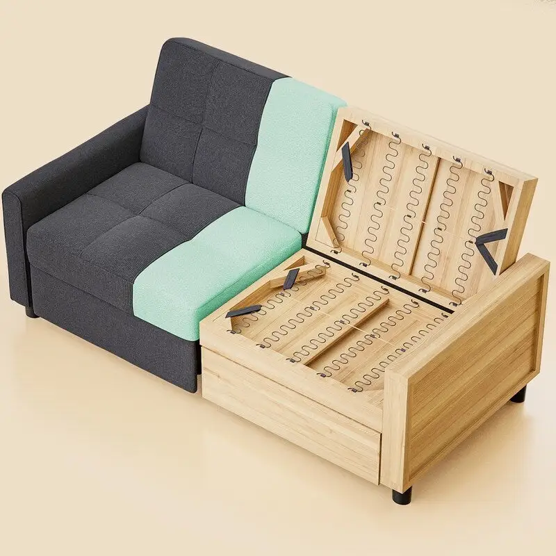 3-in-1 Convertible Sleeper Sofa Loveseat with Pullout Bed and Adjustable Backrest