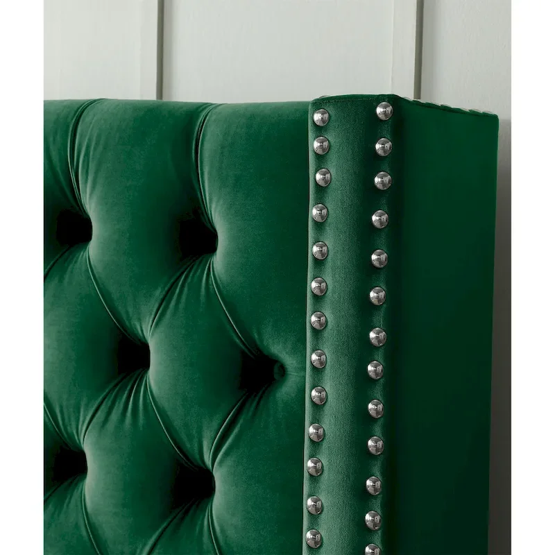 King Velvet Upholstered Bed with Deep Button Tufting