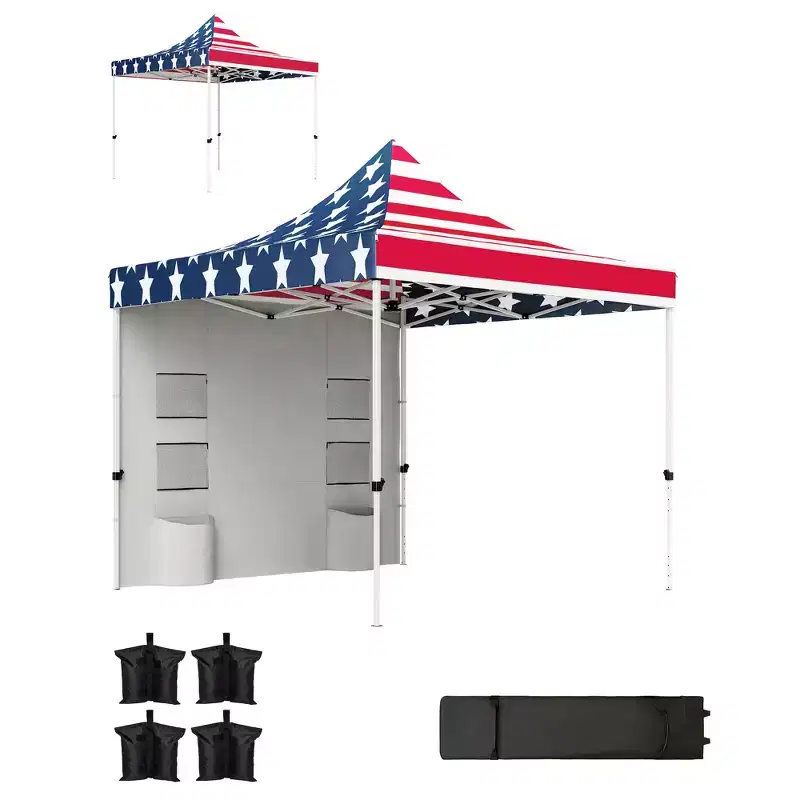 Outsunny 10' x 10' Heavy Duty Pop Up Canopy Tent with Sidewall, UPF50+ Instant Sun Shelter