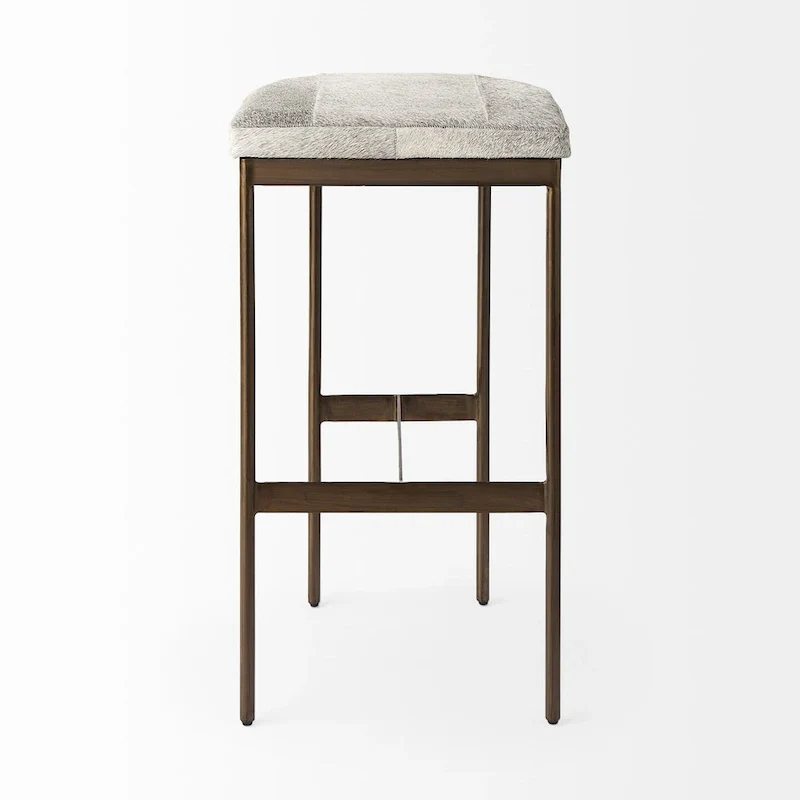 Millie Black Genuine Leather Seat with Nickel Metal Frame Counter Stool