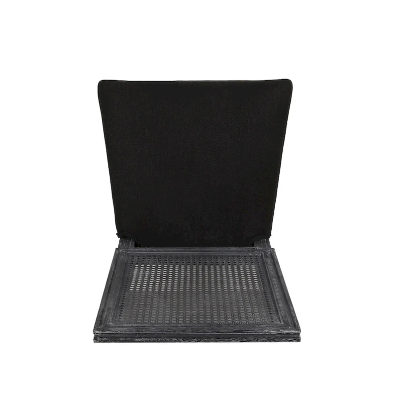 Wooden and rattan round dining table and chairs