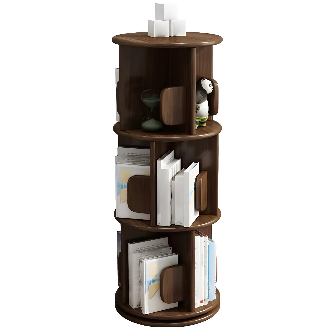 Rotatable Modern Solid Wood Geometric Display Bookcase