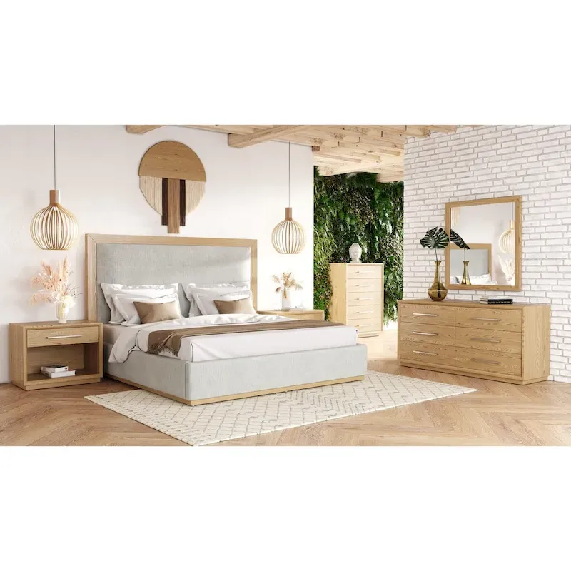 Nova Domus Santa Barbara Modern Grey Fabric & Natural Bed