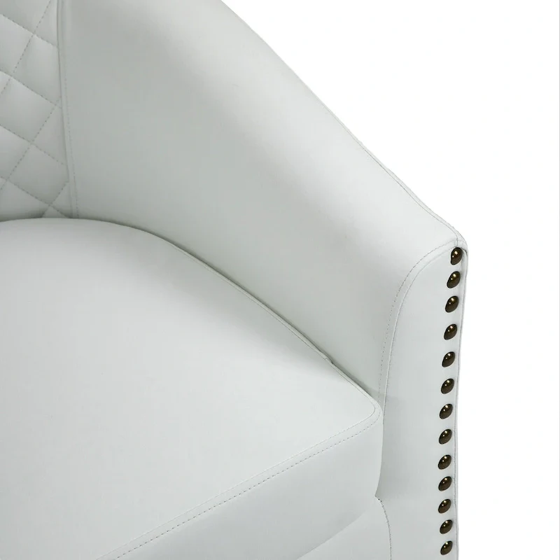 Barrel Accent Chair PU Leather with Nailhead Trim