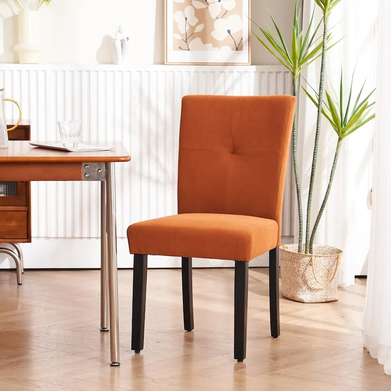 Set of 2 Fabric Upholstered Simple and Modern Design Tufted Back Dining Side Chair