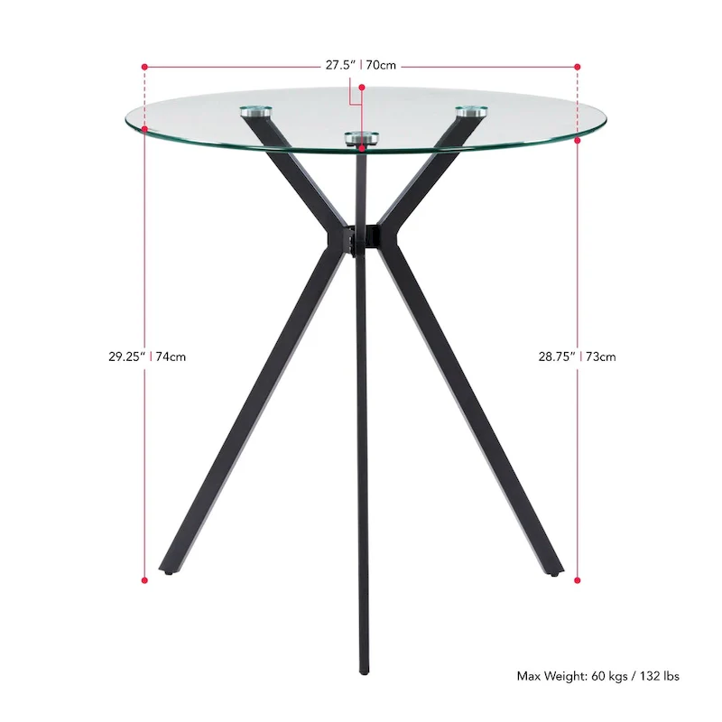 Eliana Glass Top Bistro Table