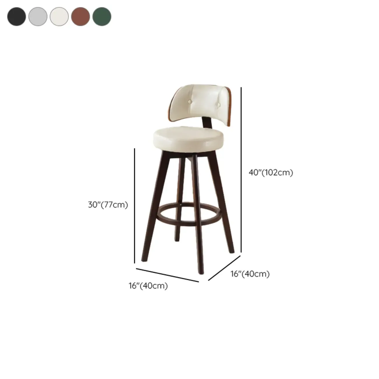 Natural Wood Round Leather Swivel Bar Stools