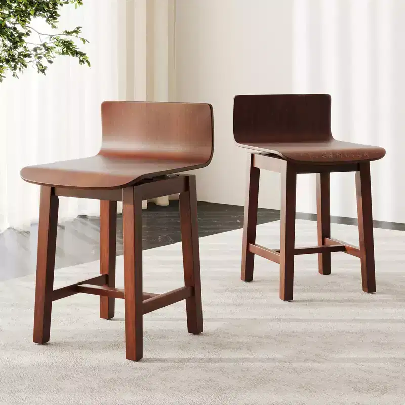 Costway Swivel Dining Chair Set of 4 Farmhouse Wooden Kitchen Chairs Armless Side Chairs