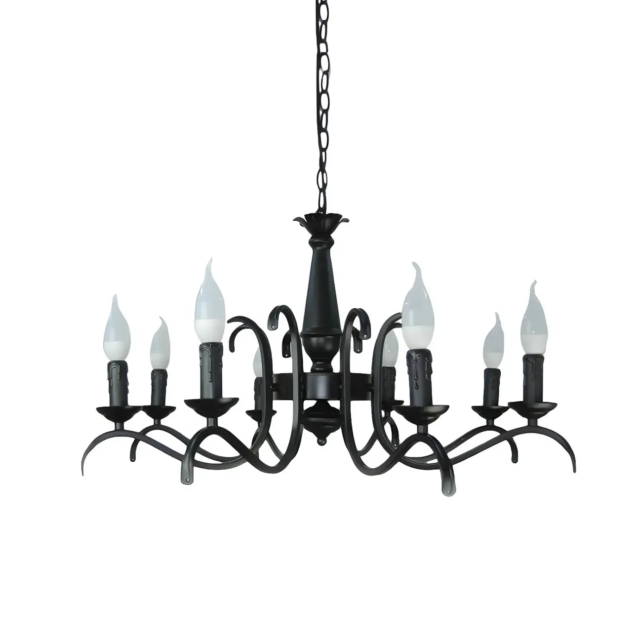 Industrial Black Metal Candelabra Chandelier