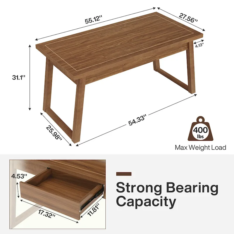 Home Office Executive Desk Solid Wood Computer Desk with Drawer