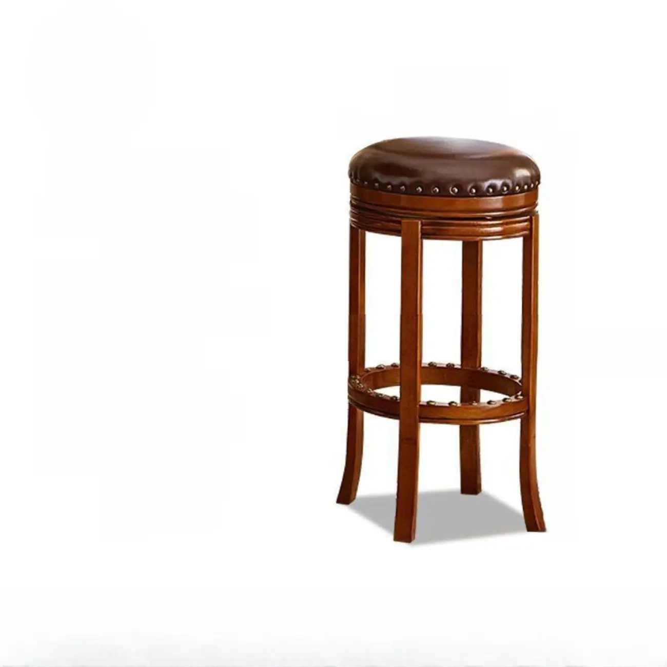 Traditional Brown Rubberwood Cushioned Bar Stools