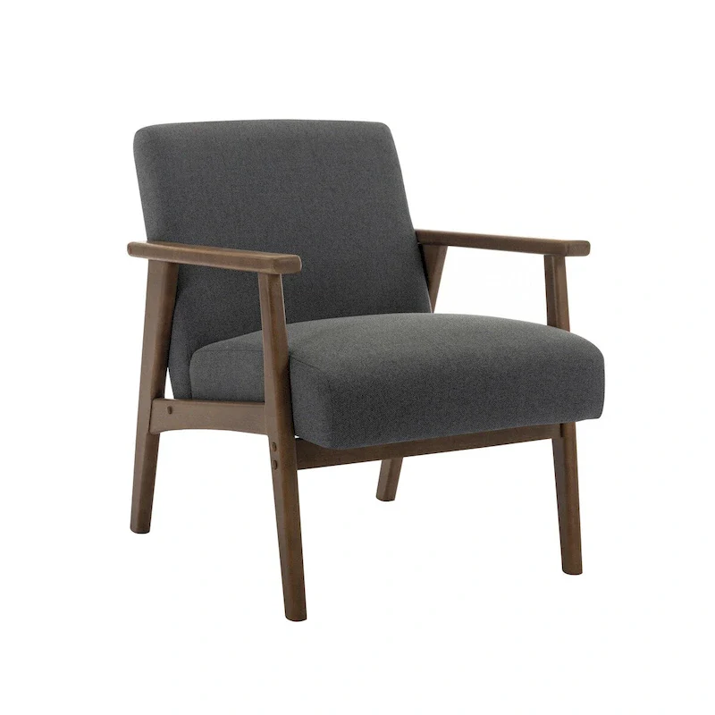 Fabric Accent Chair with Rubberwood Legs