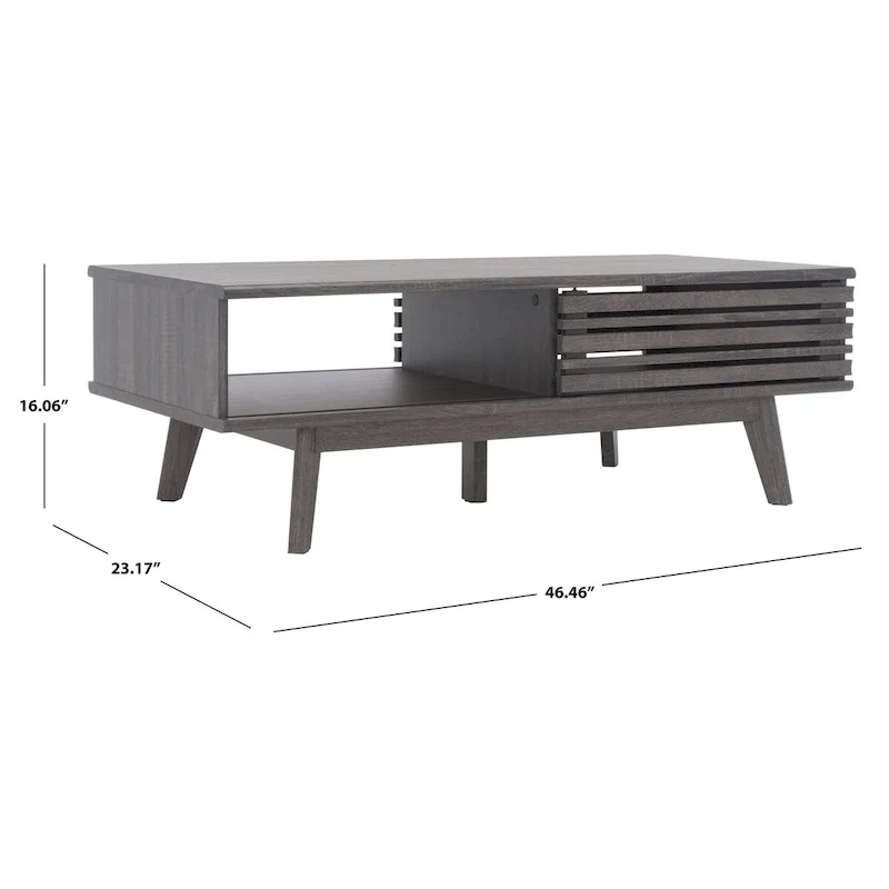 SAFAVIEH Ameetha Mid-Century 1-Shelf Walnut Coffee Table - 46 W x 23 D x 16 H - 46Wx23Dx16H