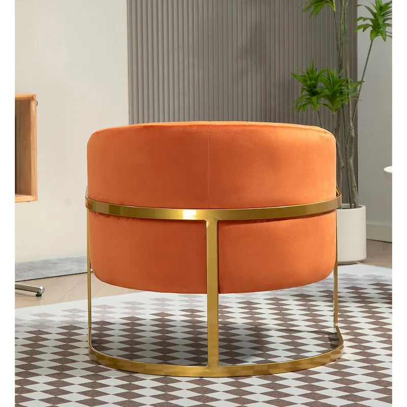 Modern Velvet Gold Accent Armchair