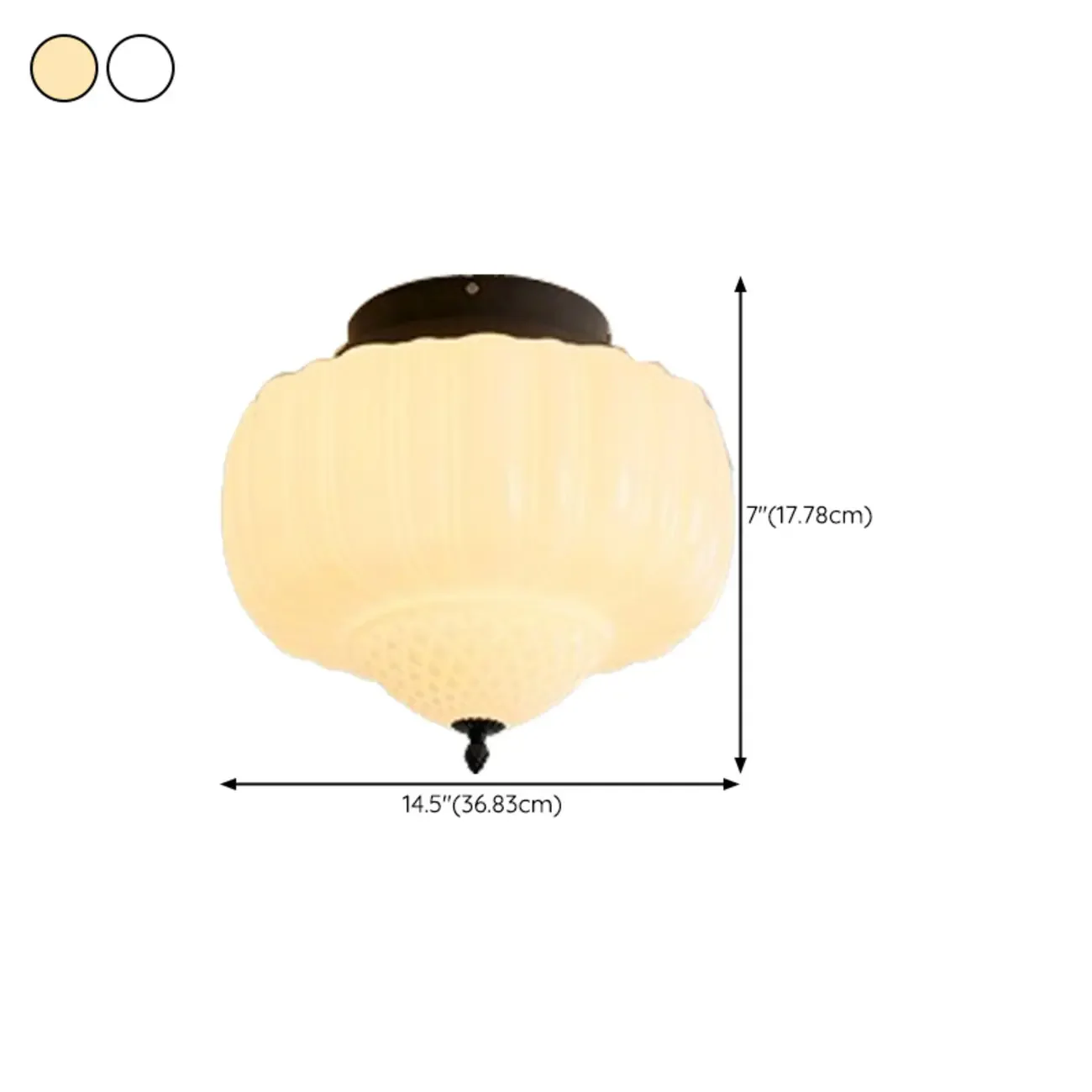 Mini Modern Round Drum Glass Semi Flush Ceiling Light