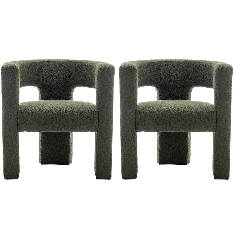 KINWELL 28   Wide Boucle Upholstered Square Armchair (Set of 2)