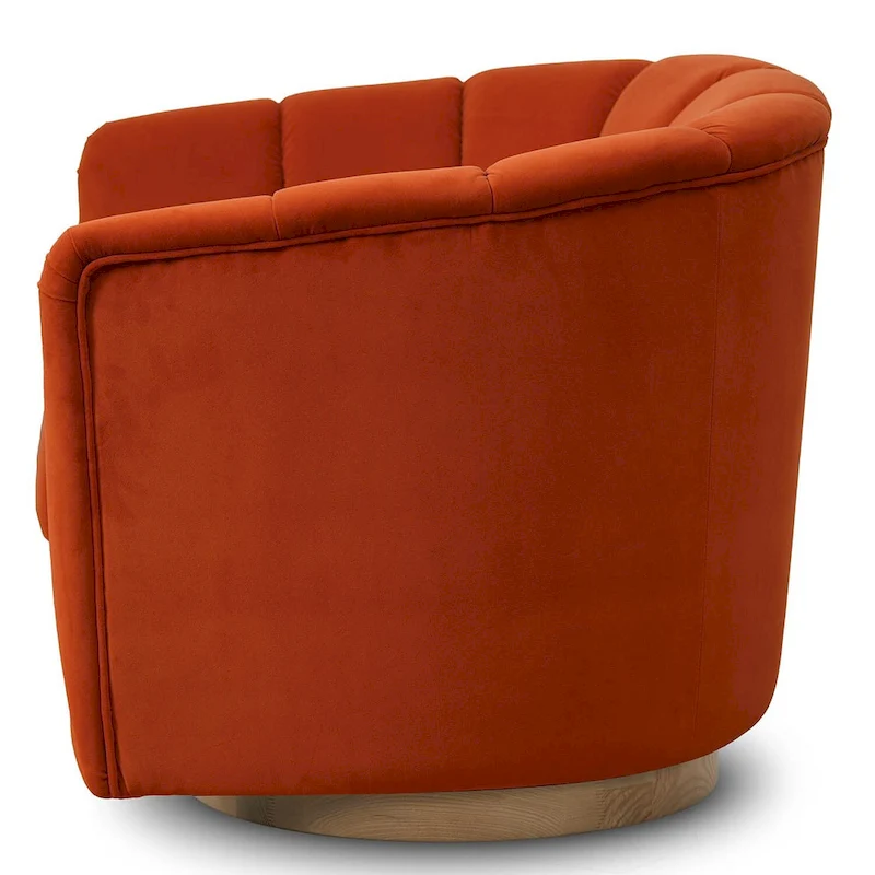 Fabric Swivel Chair with 360 Rotation, Wooden Base and 350lb Weight Capacity