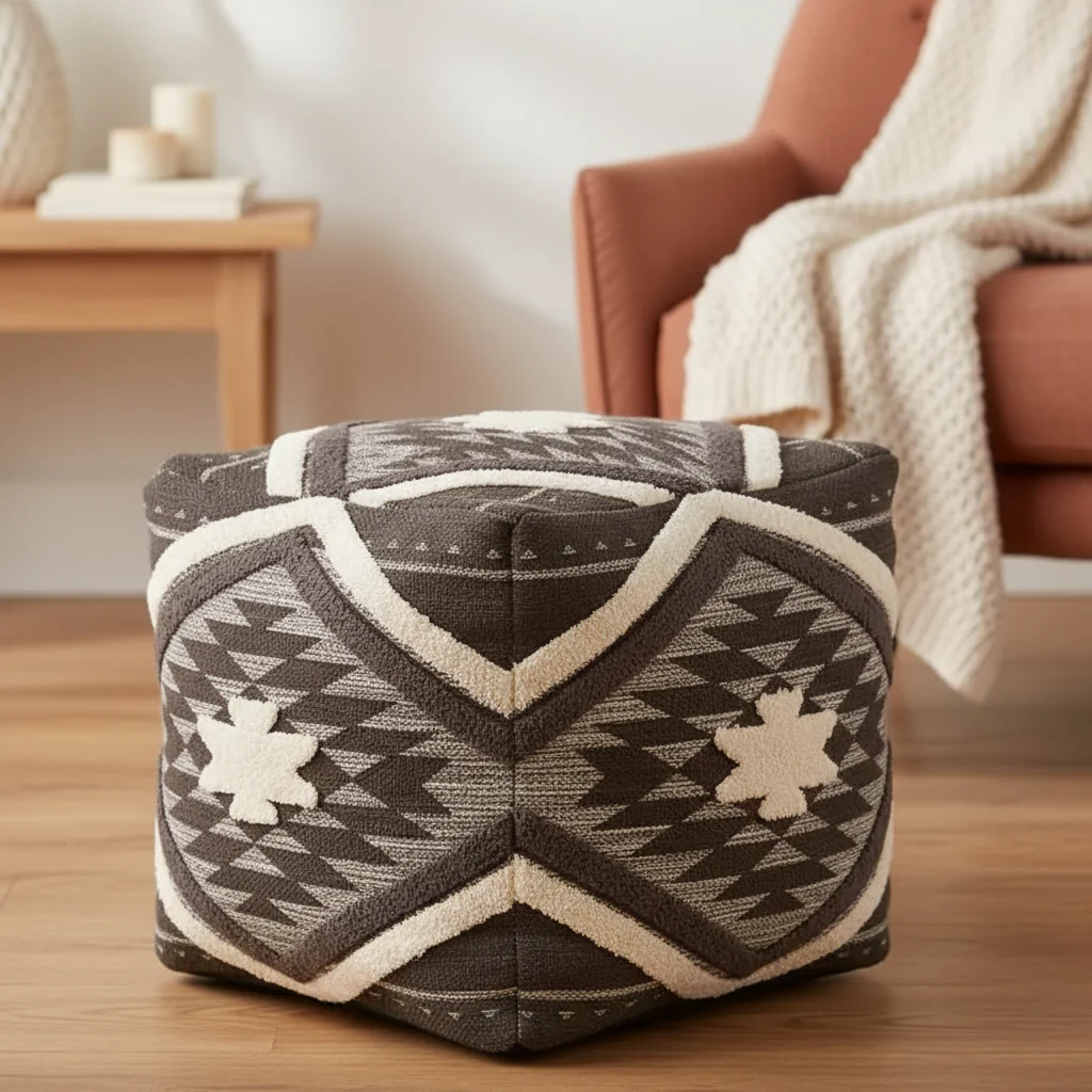 Boho Shag 18-inch Cube Pouf