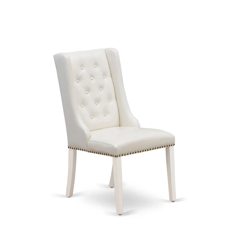 East West Furniture Parson Kitchen Chairs - Button Tufted Nailhead Upholstered Dining Chairs, Set of 2, (Finish & Upholstered)