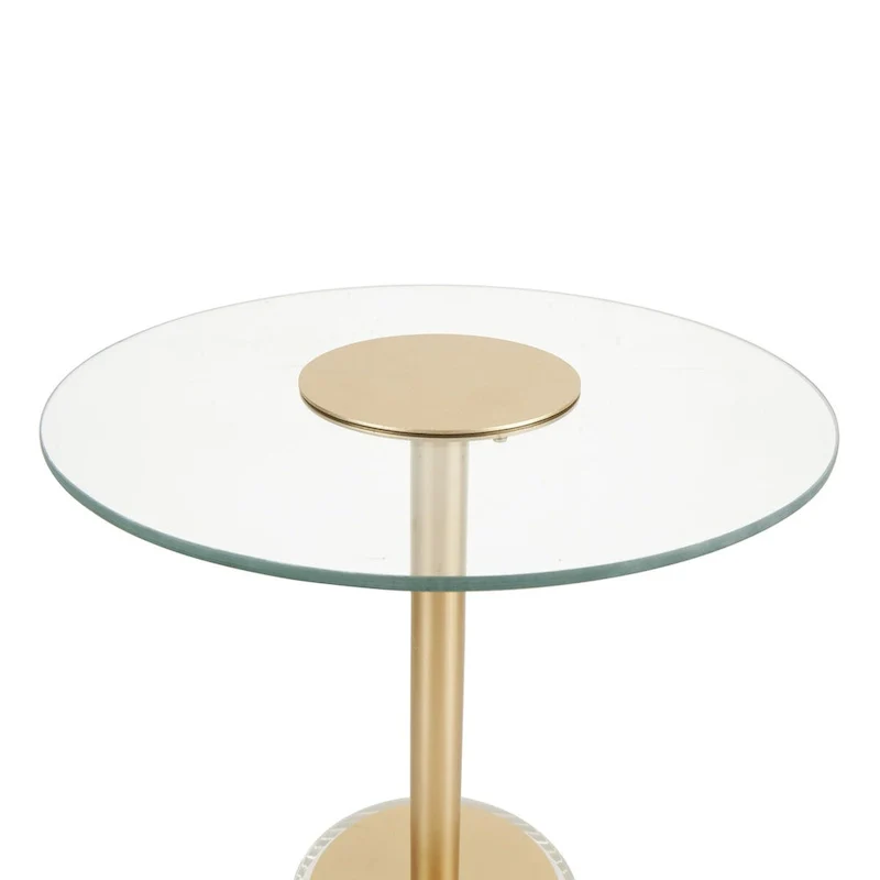 Plastic Side End Accent Table with Elevated Base and Gold Stand - Clear