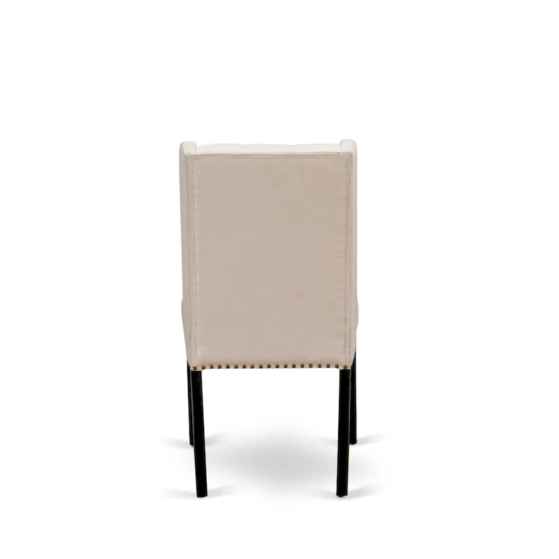 East West Furniture Parson Kitchen Chairs - Button Tufted Nailhead Upholstered Dining Chairs, Set of 2, (Finish & Upholstered)