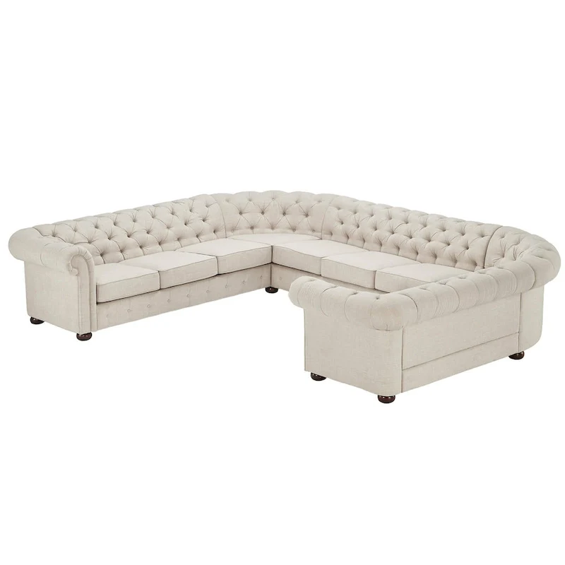 Tufted U-Shaped Sectional Sofa 10-Seater with Scroll Arms