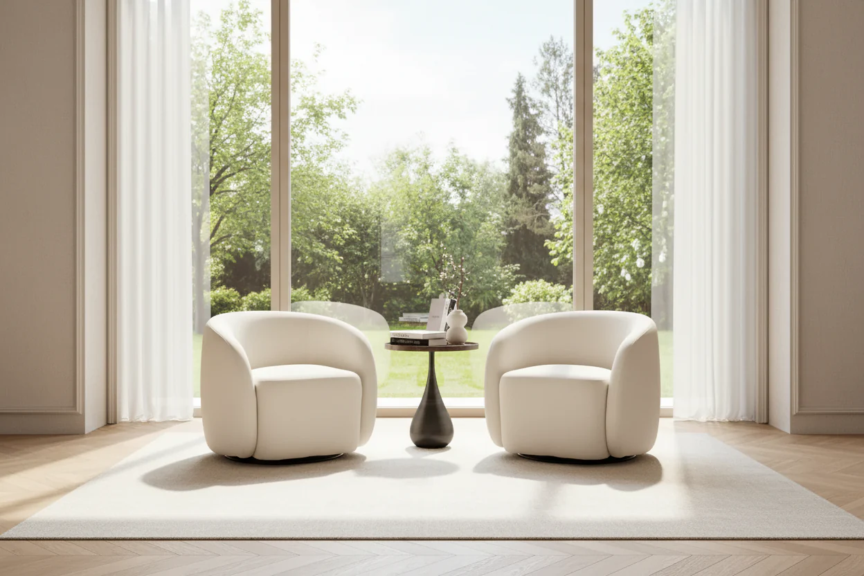 SEYNAR Modern Glam Velvet Upholstered 360 Degree Swivel Accent Armchair Set of 2