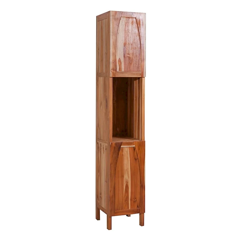 Tranquility Solid Teak Bathroom Linen Tower Closet in EarthyTeak Finish