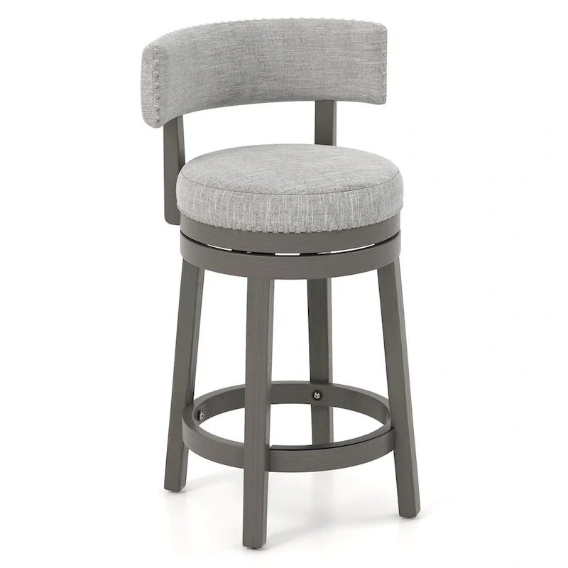 Swivel Bar Stool - Gray Upholstered - 27
