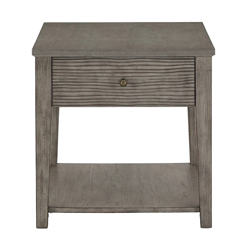 Coober Antique Grey Finish Grey Fiber Cement End Table with Shelf by iNSPIRE Q Modern