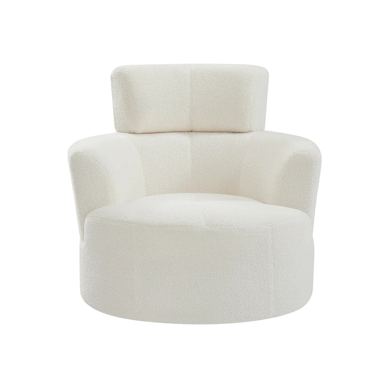 Polyester Barrel Swivel Chair with 360 Rotation, and Adjustable Headrest & Berber Fleece Upholstery - 320lb Capacity