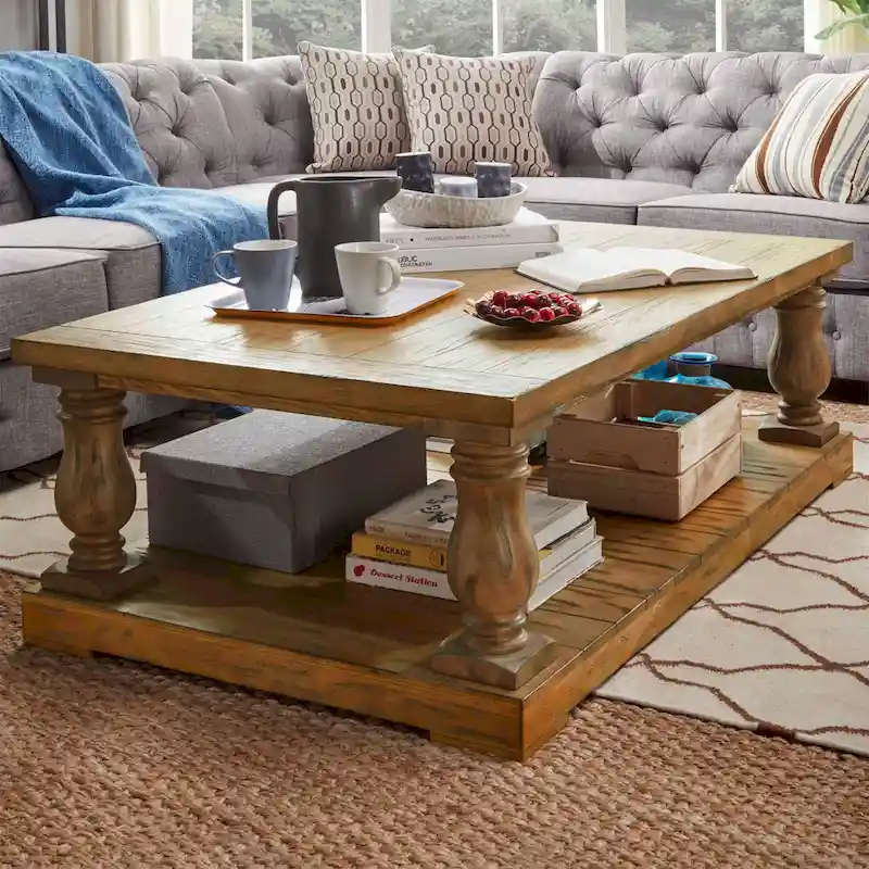 Natural / Charcoal / Antique White Baluster Leg Coffee Table