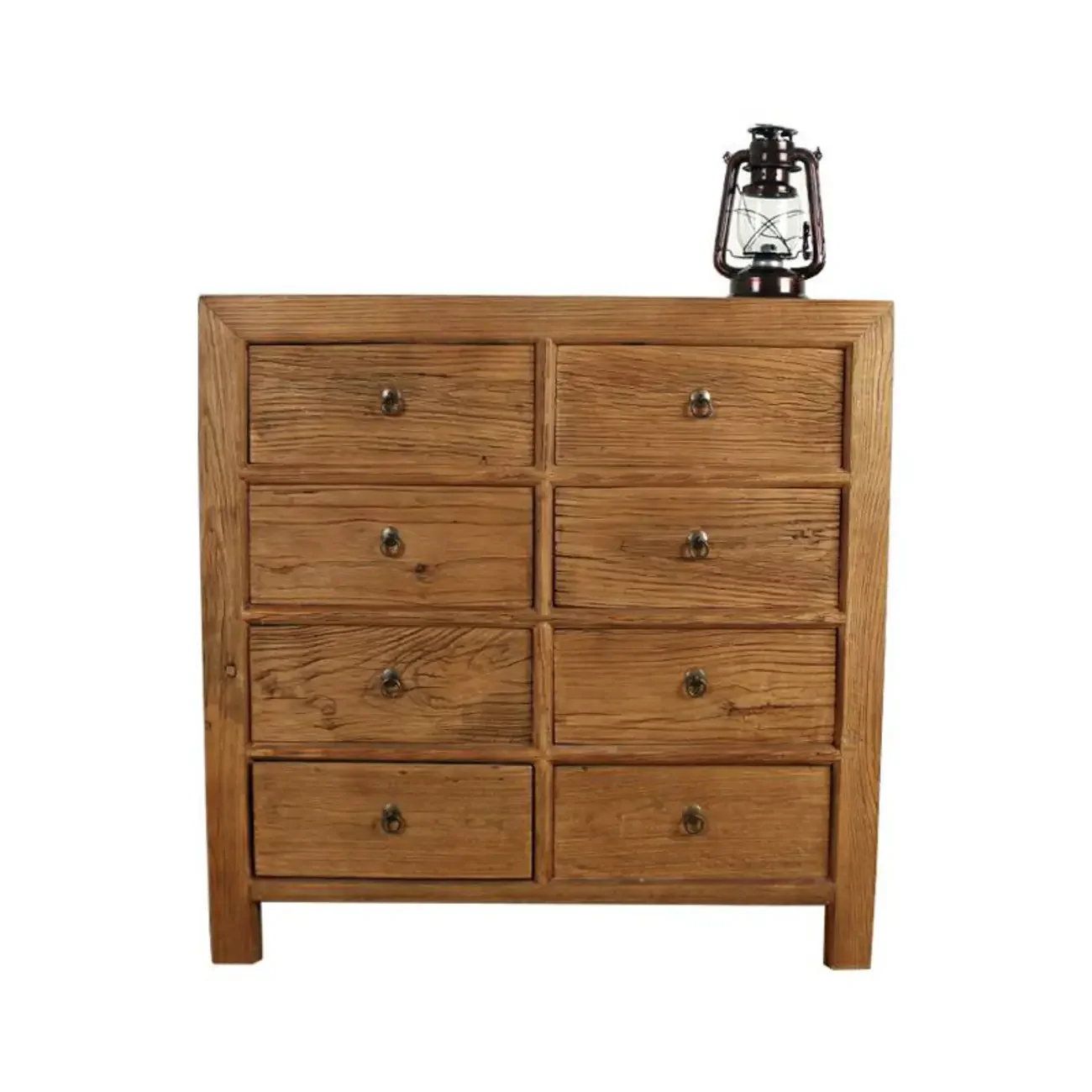 Traditional Brown Wood Console Dresser Metal Handles