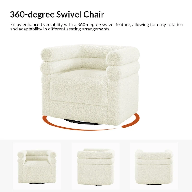 Rosa Modern Boucle Swivel Chair with Pillow Set of 2 by HULALA HOME