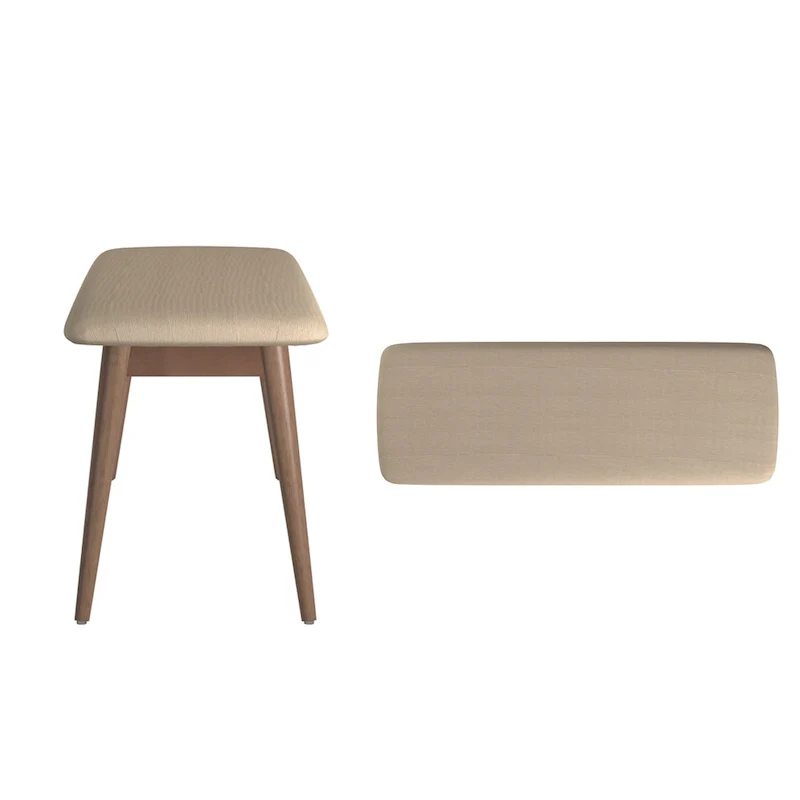 Mid-Century Modern Tapered Upholstered Dining Bench