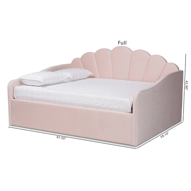 Timila Modern Velvet Upholstered Daybed-Light Pink