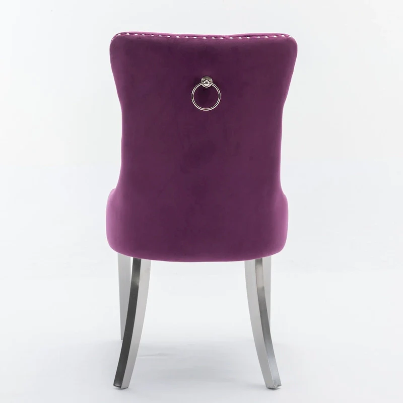 Velvet Dining Chair with Nailhead Trim and Chrome-Plated Stainless Steel Legs