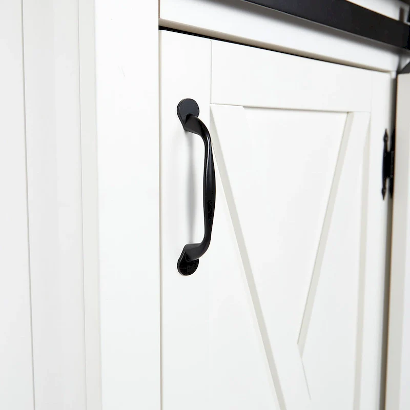 SEI Furniture Lankershim Modern Farmhouse White Wood Kitchen Cart