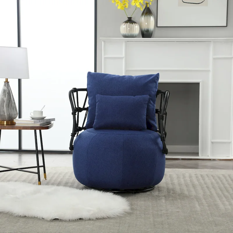 Upholstered Accent Chair with Metal Base