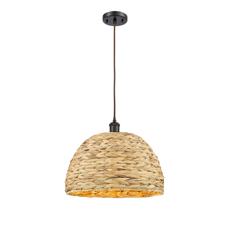 Innovations Lighting Woven Rattan - 1 Light 16  Cord Hung Pendant