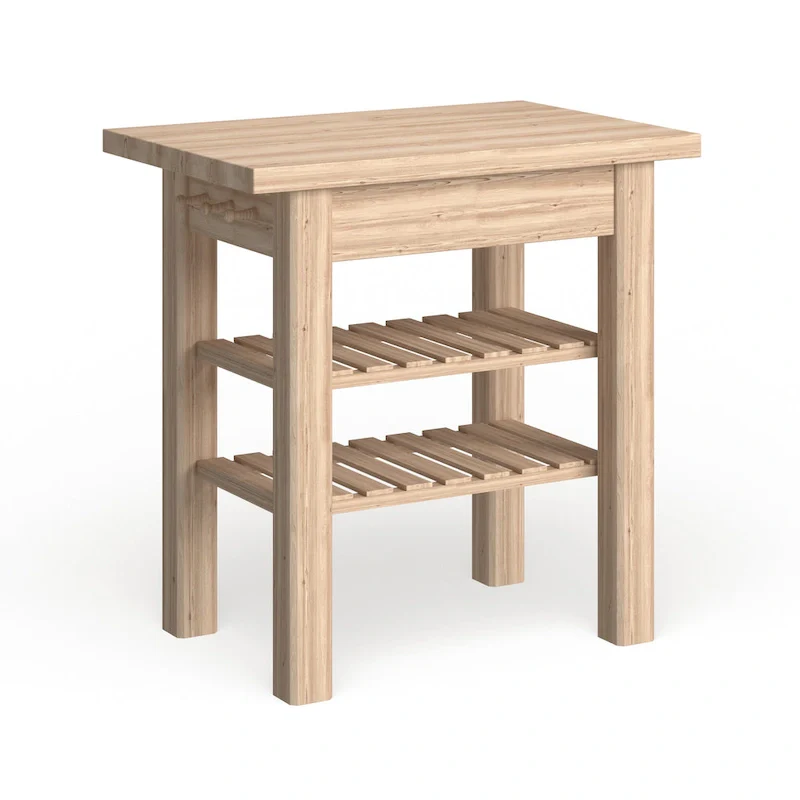 Heavenly Winds Unfinished Solid Parawood Kitchen Island