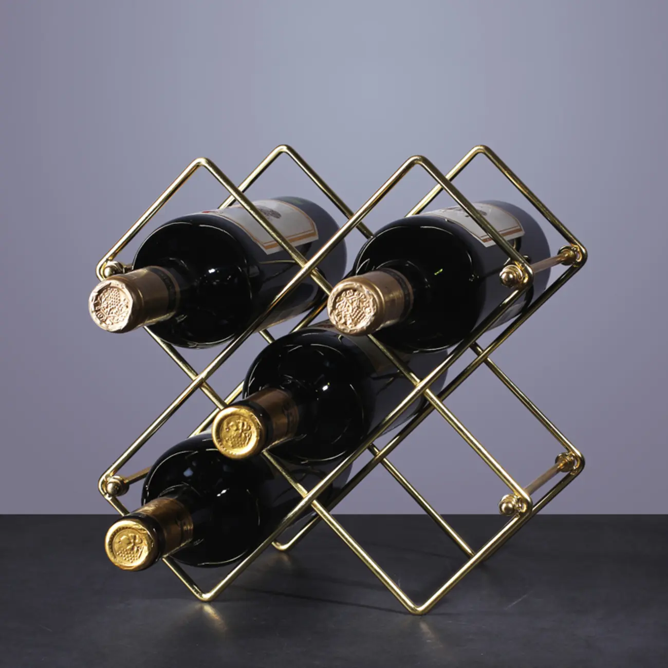 Modern Wine Rack Golden Honeycomb Countertop Bottle Holder