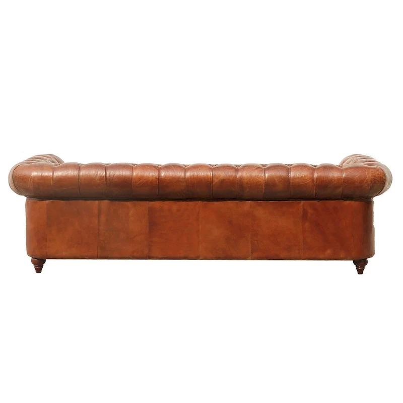 Pasargad Home Paris Club Genuine Leather Chester Bay Tufted Sofa/Chair