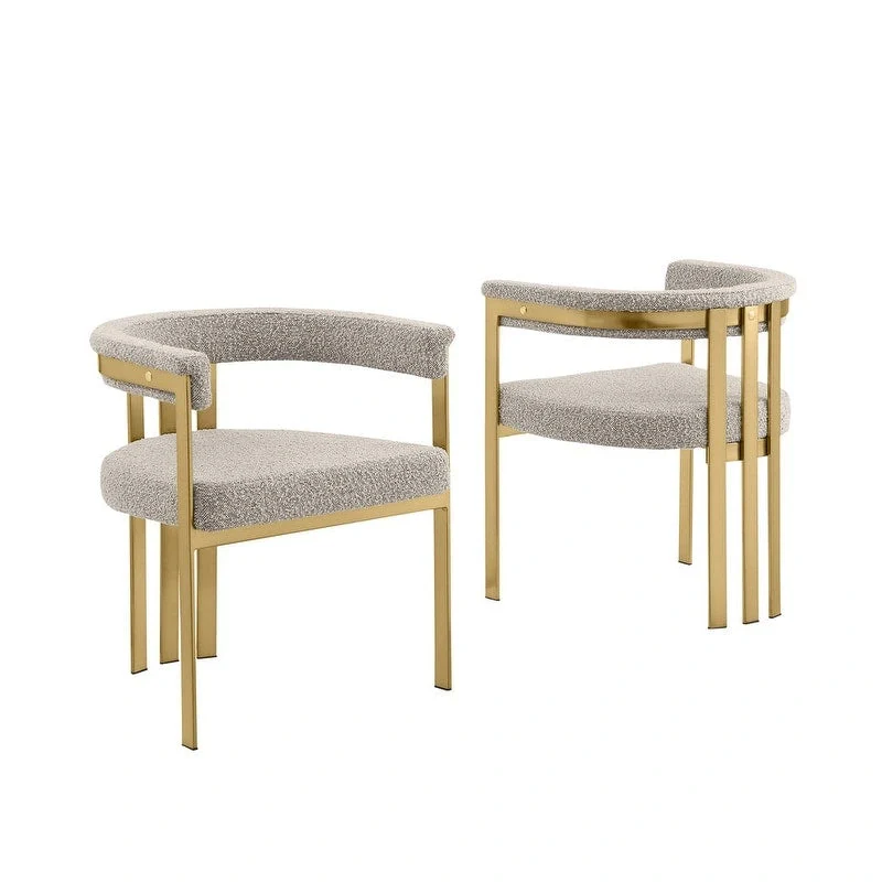 Best Quality Furniture Matte Brushed Gold Chrome Dining Chairs (Set of 2) - N/A