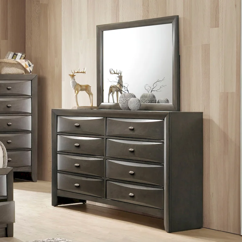 Furniture of America Brent Traditional 2-Piece 8-Drawer Dresser and Mirror Set