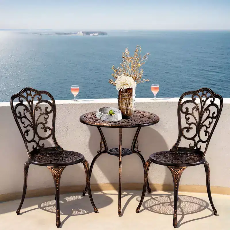 Outdoor 3-Piece Cast Aluminum Iris Bistro Set
