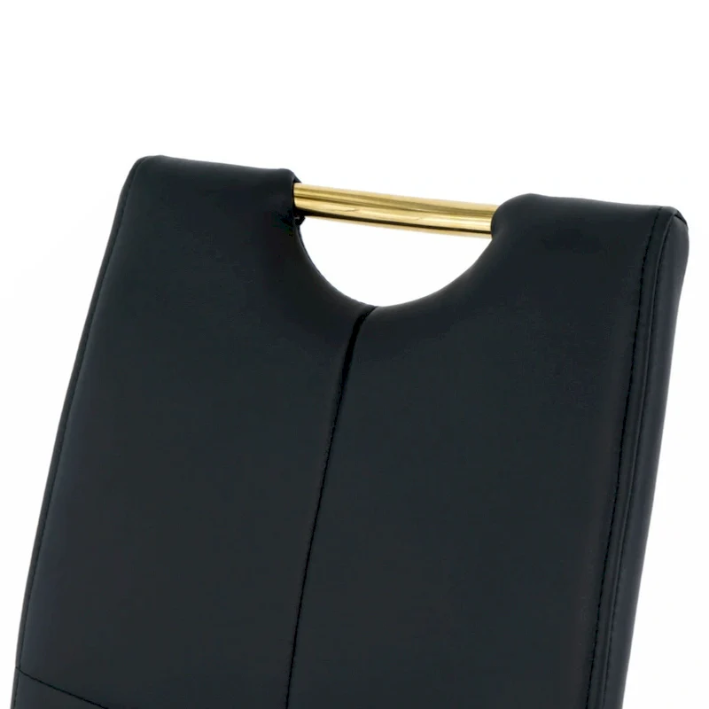 Modern Dining Chair with Gold Metal Legs Black Faux Leather Upholstered Cantilever Design 260 LBS Capacity Set of 2