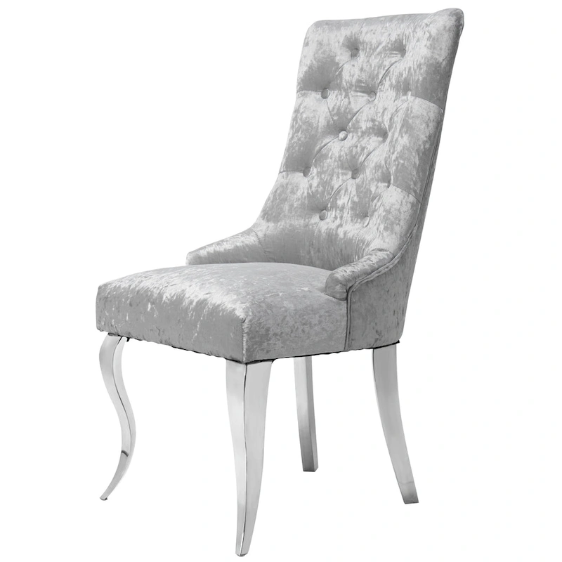 Ice Velvet Button Tufted Dining Chair High Wingback